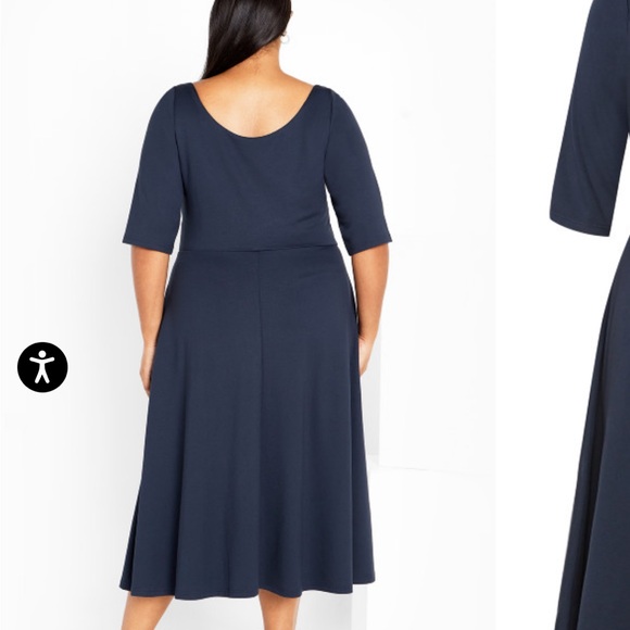 City Chic size medium (18) Cute Girl Elbow Sleeve Dress - navy has pockets - Picture 3 of 7